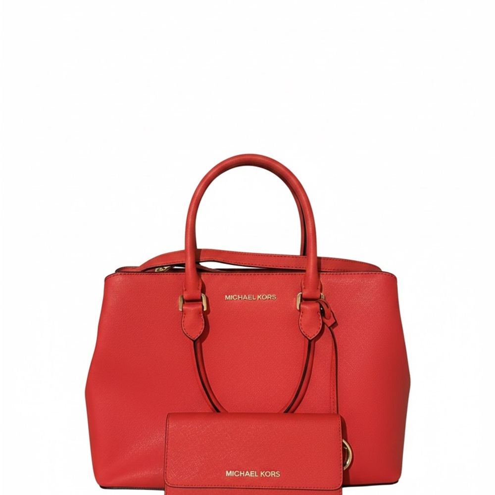 Michael Kors Vibrant Red Satchel and Wallet Set